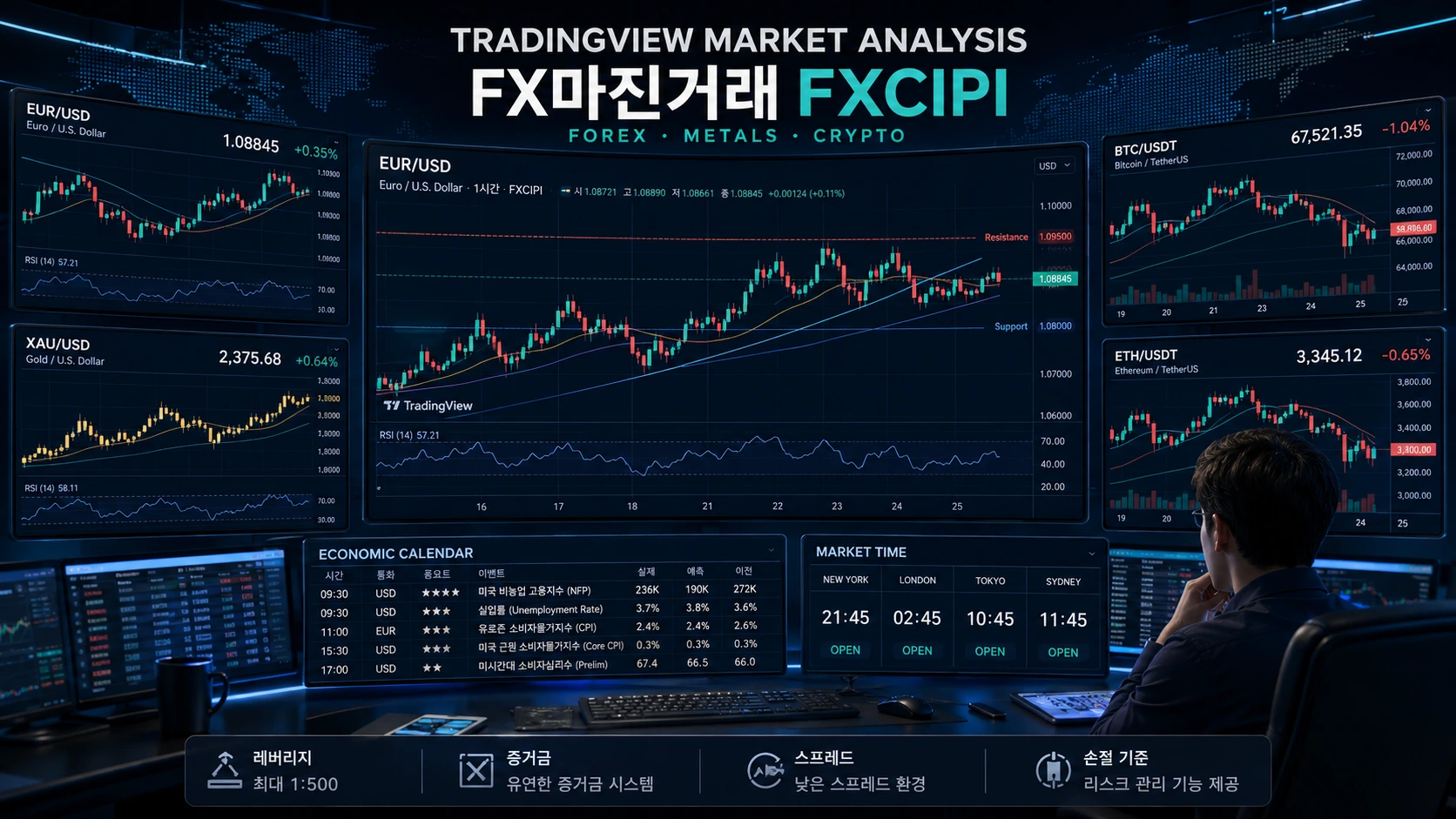 FX마진거래 FXCIPI TradingView 시장 분석 화면